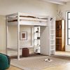 Odikalo Kinderbett Hochbett Einzelbett mit Kleiderschrank 6 Regalen 208*110*186 cm Weiß Bild 2