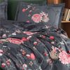 yadetextil Bettwäsche Satin Bettwäsche 240x220 cm – 5-teiliges Set, Alfon, Satin, 5 teilig, in Dunkelgrün Blumenmotiven,Rosa,Rot,Beige Bild 3