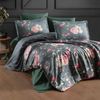 yadetextil Bettwäsche Satin Bettwäsche 240x220 cm – 5-teiliges Set, Alfon, Satin, 5 teilig, in Dunkelgrün Blumenmotiven,Rosa,Rot,Beige Bild 2