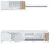 Habitdesign, Wohnzimmermöbel mit großem Stauraum, 5 Drehtüren und 1 Klapptür, in Artik weiß und Natur, moderner Stil für Esszimmer, Maße: 200 x 47 x 40 cm (B x H x T), Modell Ethna Bild 4