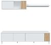 Habitdesign, Wohnzimmermöbel mit großem Stauraum, 5 Drehtüren und 1 Klapptür, in Artik weiß und Natur, moderner Stil für Esszimmer, Maße: 200 x 47 x 40 cm (B x H x T), Modell Ethna Bild 3