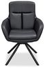 Armlehnstuhl >Amy< (2er Set) Echtleder-Sitz + Mikrofaser, schwarz - 63x90x65 (BxHxT) Bild 5