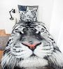 Bettwäsche Set weißer Tiger 135 x 200 cm 80 x 80 cm 100% Baumwolle Bild 2