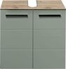 Waschbeckenunterschrank >Vista< 2 Türen, 1 Boden, schilfgrün / viking oak Dekor - 60x62x31 (BxHxT) Bild 3