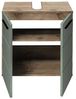 Waschbeckenunterschrank >Vista< 2 Türen, 1 Boden, schilfgrün / viking oak Dekor - 60x62x31 (BxHxT) Bild 4