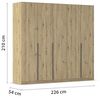 Rauch Möbel Alabama, Kleiderschrank, Garderobenschrank, 5-türig, Zubehör Classic, 3 Kleiderstangen, 6 Einlegeböden, Farbe Eiche Artisan, Holz, Griff Grau metallic, 226 x 210 x 54 cm Bild 3