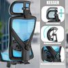 KESSER® Bürostuhl mit verstellbaren Armlehnen | Drehstuhl mit Lendenwirbelstütze Rückenschonend | Schreibtischstuhl ergonomisch mit Kopfstütze | Office Chair Wippfunktion bis 125° mit 5x Gummirollen Blau / Silber Bild 4