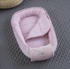 Mini PUNKTE Rosa/MINKY Altrosa Baumwolle Polar Fleece Babynest Neugeborene Baby Unterlage Reisebett Nestchen SOLO/o. Ausstattung SET für Mädchen (Nestchen + MATRATZE (Ersatzboden)) Bild 2
