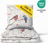 Träumschön Bettwäsche Biber 135x200 cm Creme Beige - Wintervogel Motiv, Biber, 2 teilig, mit Reißverschluss, 100% Baumwolle, kuschelig warm im Winter Bild 3