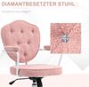 HOMCOM Bürostuhl Ergonomisch Schreibtischstuhl mit Wippfunktion, geknöpftem Bezug (Computerstuhl, 1 St), für Home Office, Teddybärvlies, Rosa Bild 4