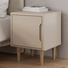 Forte Sherbrooke Nachtschrank 50, moderner Skandi-Stil, leichte Montage Dank EasyKlix by Forte, Tür mit Griffmulde, hohe Füße, Holzwerkstoff, Kaschmir Beige, 44,8 cm breit x 57,8 cm hoch x 43 cm tief Bild 2