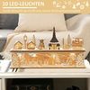 HOMCOM Weihnachtsdorf Weihnachtsdeko, Weihnachtsdorf, 10 LEDs, Holz, 45 x 10 x 25cm, Kirche mit integrierter LED-Beleuchtung, Höhe 25 cm Bild 4