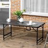 Outsunny Gartentisch Campingtisch, Buffettisch mit Stahlgestell, Terrassentisch für 4 Personen, 1-St, Höhenverstellbarer, HDPE, Dunkelgrau, 118 x 60 x 74 cm Bild 2