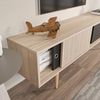Hanah Home Stylish TV Stand, Oak & Black, 160 x 45 x 34.5 cm | 100% Melamine Coated Particle Board, 18 mm Thick | Modern Design for Living Room & Entertainment Bild 4