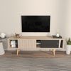 Hanah Home Stylish TV Stand, Oak & Black, 160 x 45 x 34.5 cm | 100% Melamine Coated Particle Board, 18 mm Thick | Modern Design for Living Room & Entertainment Bild 3
