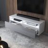 Selsey 'Rednaw' TV-Schrank mit Schublade, Mattweiß / Hochglanz Grau mit LED, 100 cm Bild 4