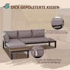 Outsunny Sitzgruppe 3-teiliges Gartenmöbel-Set mit Beistelltisch, Sofa mit Kissen, (Gartengruppe, 3-tlg, Gartensofa), Outdoor, Aluminium, 164 x 74 x 69 cm Bild 4