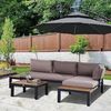 Outsunny Sitzgruppe 3-teiliges Gartenmöbel-Set mit Beistelltisch, Sofa mit Kissen, (Gartengruppe, 3-tlg, Gartensofa), Outdoor, Aluminium, 164 x 74 x 69 cm Bild 2