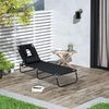 Outsunny Gartenliege Sonnenliege mit Lesefenster Gesichtsöffnung, Dreibeinliege, 1 St, Relaxliege, Schwarz L190 x B56 x H28 cm Bild 2