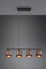 Balkenpendelleuchte DAVOS 4-flammig, Stoffschirme Taupe/Gold, Breite 75cm Bild 3