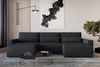 MOEBLO Wohnlandschaft DENVER U MINI, aus Cord, Couch Cord für Wohnzimmer Schlafsofa Sofagarnitur Sofa Eckcouch U-Form Cordstoff, Eckcouch Wohnlandschaft Sofa mit Ottomane Eckgarnitur Polsterecke, mit Schlaffunktion und Bettkasten Bild 2