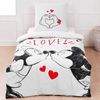 BERONAGE Kinderbettwäsche Minnie Mouse und Mickey Mouse Love Bettwäsche Linon / Renforcé, 100% Baumwolle, 2 teilig, 135x200 + 80x80 cm Bild 2