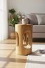 FaHome Beistelltisch Holzhocker Massiv Rund (50x30x30cm), Hocker Natur Beistelltisch Blumenhocker Massivholz Bild 2