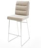 Barstuhl Pela-Flex Webstoff Soft Beige Kufengestell Edelstahl Silberfarben Bild 2