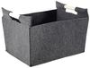 Kobolo Kaminholzkorb Allzweckkorb Holzgriffe Filz dunkelgrau 50x38x34cm (ohne Deckel) Bild 3