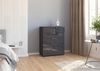 Rauch Möbel Flipp, Kommode für Schlafzimmer, Kinderzimmer, Wohnzimmer, Jugendzimmer, Flur, Garderobe, 5 Schubladen, mit Softclose Funktion, Farbe Glas Basalt, Schwarz, Breite 80 cm Bild 2