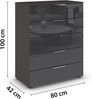 Rauch Möbel Flipp, Kommode für Schlafzimmer, Kinderzimmer, Wohnzimmer, Jugendzimmer, Flur, Garderobe, 5 Schubladen, mit Softclose Funktion, Farbe Glas Basalt, Schwarz, Breite 80 cm Bild 3