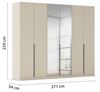 Rauch Möbel Alabama, Kleiderschrank, Garderobenschrank, 6-türig, Spiegel, Zubehör Basic, 3 Kleiderstangen, 6 Einlegeböden, Farbe Beige, Griff Grau metallic, 271 x 229 x 54 cm Bild 3