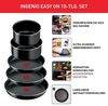 Tefal Ingenio Easy On 10-tlg. Kochgeschirr-Set, 3x Pfannen (22, 24, 26 cm), 2x Kasserollen mit Deckel (16, 18 cm), 2x Küchenhelfer, 1x abnehmbarer Griff, stapelbar, Thermo-Signal, Schwarz, L1599902 Bild 3