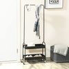 HOMCOM Garderobenständer auf Rollen, mit Kleiderstange, Schuhablage, freistehend, (Kleidungsständer, 1 St, Garderobe), aus Stahl, für Wohnzimmer, Schlafzimmer, bis 16 kg belastbar, Schwarz Bild 2