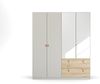 Rauch Möbel Homey by Quadra Spin Schrank Drehtürenschrank, Grau, 4-trg. mit Spiegel, inkl. 2 Kleiderstangen, 2 Einlegeböden, 2 Schubkästen, BxHxT 181 x 210 x 54 cm Bild 4