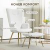 HOMCOM Relaxsessel Ohrensessel mit Hocker (Loungesessel, 2-St, Sessel), für Wohnzimmer, Schlafzimmer, Weiß Bild 4