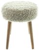 Dekoleidenschaft Polsterhocker "Schaffell" Holz & Kunstfell Ø 35 x 45 cm, Hocker Sitzhocker Fußhocker Bild 2