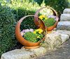 2x Pflanzer "Kugel" aus Metall in Rost Optik, Pflanzschale, Blumentopf, Pflanzgefäß, Gartendeko für Draußen Bild 2
