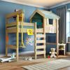 Wickey Kinderbett Hochbett aus Holz Crazy Gloomy – Robustes Abenteuerbett für Kinder (Etagenbett mit Kletterleiter für Kinder), Massivholz Bild 2