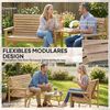 Outsunny Gartenlounge-Set Balkonmöbel Set mit Sonnenschirmloch Gartenstuhl Bank abnehmbar Tisch, (Sitzgruppe, 3-tlg, Gartenstühle), für Balkon, Terrasse, Garten, Naturholz, 121 x 65 x 90 cm Bild 4