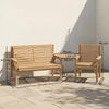 Outsunny Gartenlounge-Set Balkonmöbel Set mit Sonnenschirmloch Gartenstuhl Bank abnehmbar Tisch, (Sitzgruppe, 3-tlg, Gartenstühle), für Balkon, Terrasse, Garten, Naturholz, 121 x 65 x 90 cm Bild 3
