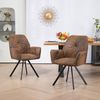MEUBLE COSY Esszimmerstühle Drehbar 2er Set Küchenstuhl Polsterstuhl Drehstuhl mit Armlehne Sessel aus Wildleder Metallbeine, Sitzbreite 49 cm, für Esszimmer Wohnzimmer, Arbeitszimmer, Braun Bild 2