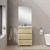Baikal, Natura Badezimmer-Set mit reduziertem Boden, Keramikwaschbecken, Aufhängung, Verteilung mit Zwei oder DREI Schubladen, Möbel montiert, 60 cm/F36 Nature DREI Schubladen mit Spiegel Bild 2