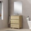 Baikal, Natura Badezimmer-Set mit reduziertem Boden, Keramikwaschbecken, Aufhängung, Verteilung mit Zwei oder DREI Schubladen, Möbel montiert, 60 cm/F36 Nature DREI Schubladen mit Spiegel Bild 4