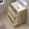 Baikal, Natura Badezimmer-Set mit reduziertem Boden, Keramikwaschbecken, Aufhängung, Verteilung mit Zwei oder DREI Schubladen, Möbel montiert, 60 cm/F36 Nature DREI Schubladen mit Spiegel Bild 5