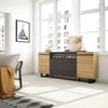 Skraut Home | Sideboard, Highboard | Kommode, Komodenschrank | 200 x 87 x 35 cm | 4 Türen | Elektrokamin. Maße | Industriedesign | Moderner Stil | Eiche Schwarz Bild 2