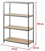 Selsey Seaford - Regal / Bücherregal mit 4 Ebenen - Schwarz / Eiche - Industrial-Style - 114 cm hoch Bild 3
