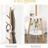 HOMCOM Garderobenständer Garderobe mit Beistelltisch und 5 Kleiderhaken, (Kleiderständer, 1 St, Standgarderobe), Naturholz 39,5 x 39,5 x 171 cm Bild 4