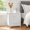 Sweetcrispy Nachttisch 2er Set, Nachttisch Beistelltisch, Stoff Schubladenschrank, Schmal Schrank, Kommode Schlafzimmer, Industrial Stil für Wohnzimmer, Kinderzimmer, Flur Aufbewahrungsschrank, weiß Bild 2