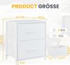 Sweetcrispy Nachttisch 2er Set, Nachttisch Beistelltisch, Stoff Schubladenschrank, Schmal Schrank, Kommode Schlafzimmer, Industrial Stil für Wohnzimmer, Kinderzimmer, Flur Aufbewahrungsschrank, weiß Bild 3